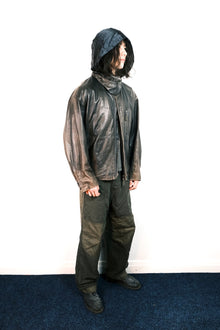 Issey Miyake FW1992 ‘Neck-Pillow’ Leather Jacket with Concealed Hood.