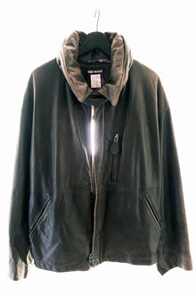 Issey Miyake FW1992 ‘Neck-Pillow’ Leather Jacket with Concealed Hood.