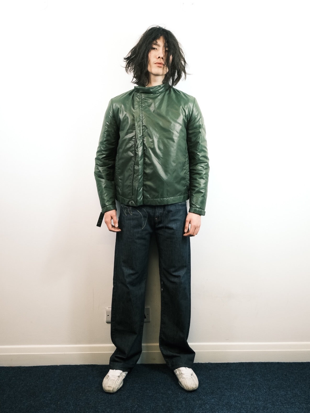Louis Vuitton SS03 Asymmetric Biker Jacket 
Designed by Marc Jacobs