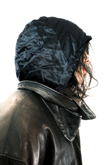 Issey Miyake FW1992 ‘Neck-Pillow’ Leather Jacket with Concealed Hood.