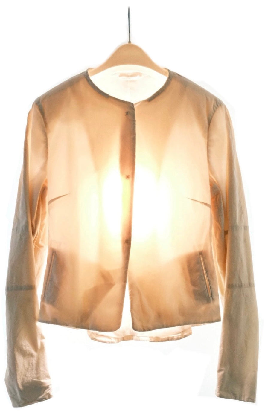 Burberry Prorsum A/W99 ‘Crushed Cotton’ Articulated Biker Jacket Ivory/Bone Made In Italy Designed By Roberto Menichetti