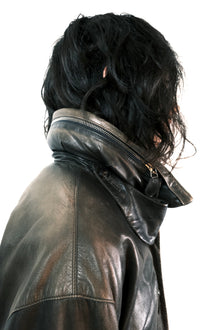 Issey Miyake FW1992 ‘Neck-Pillow’ Leather Jacket with Concealed Hood.