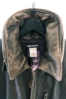 Issey Miyake FW1992 ‘Neck-Pillow’ Leather Jacket with Concealed Hood.